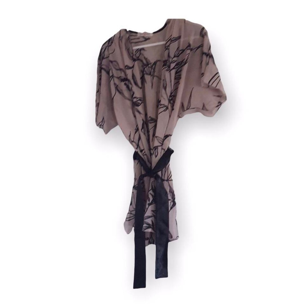 Japanese Style Robe in Black/Tan Print -S/M/L
